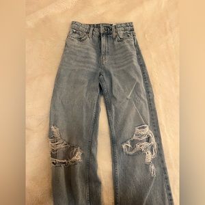 H&M high rise ripped jeans